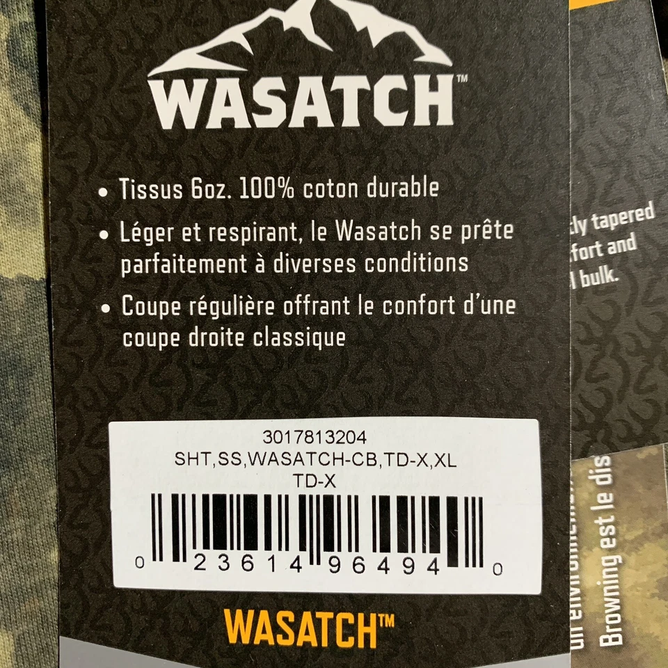 Browning Wasatch-CB Short Sleeve T-Shirt Size XL TD-X Camo Camouflage Tee NWT - Image 2 of 4