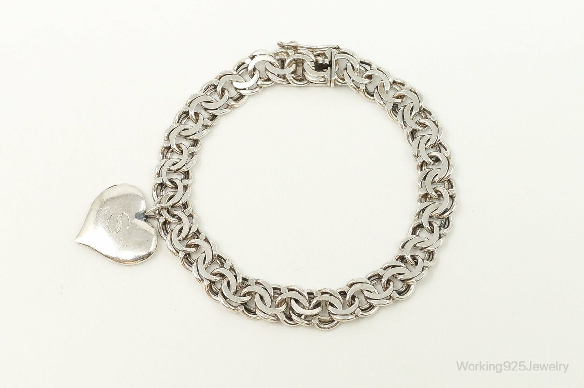 Hans Hansen ヴィンテージ ブレスレット ハンスハンセン 925 Vintage Hans Hansen Heart Charm On Henning Roland 830S Silver