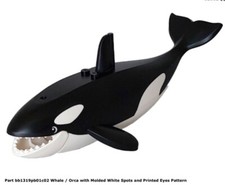 Lego City Killer Whale/Orca con Manchas Blancas Moldeadas, Ojos Impresos con Parte de Mandíbula