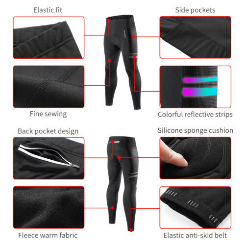 WOSAWE Herren Radsport Sportbekleidung YKK Reißverschluss warm reflektierende Weste schwarz wattierte Hose - Bild 13 von 16