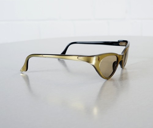edle Frame France Gold Schwarz Cat Eye Brille Sonnenbrille Rockabilly Ära 50er - Picture 12 of 12