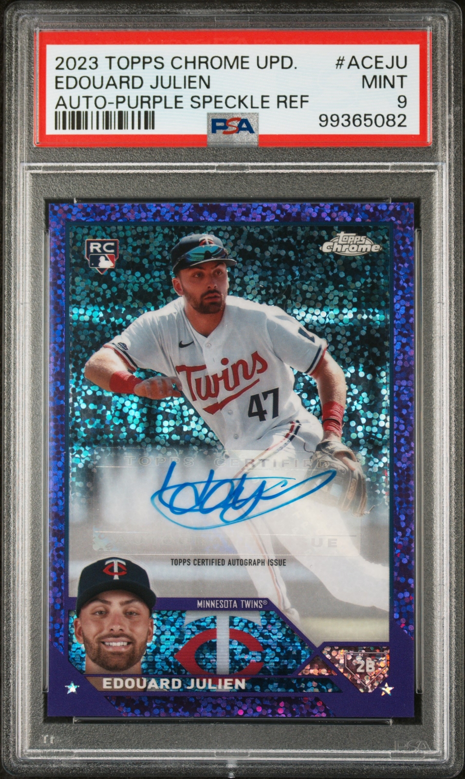 2023 TOPPS CHROME UPDATE AUTO #ACEJU EDOUARD JULIEN ROOKIE RC 142/299 PSA 9