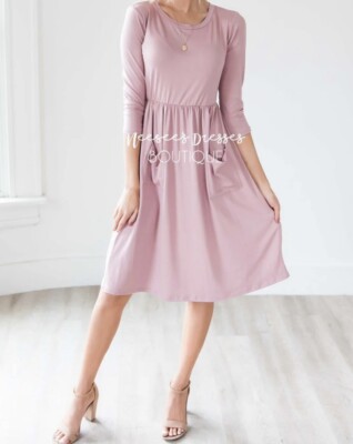 Nee See's Dresses Women's Extra Large Pink Midi 3/4 Sleeves Dress w Pockets | eBay Nee See's Dresses Women's Extra Large Pink Midi 3/4 Sleeves Dress w Pockets | eBay