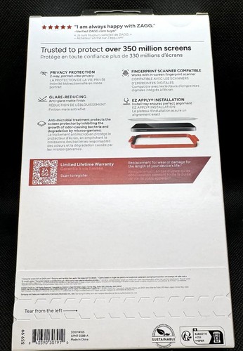 NEW - ZAGG Invisible Shield Fusion Privacy Anti Glare | Samsung Galaxy S24 Ultra - Picture 2 of 2