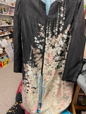 Kasper Silk Coat/smart Jacket Black With Flowers, Size 12
