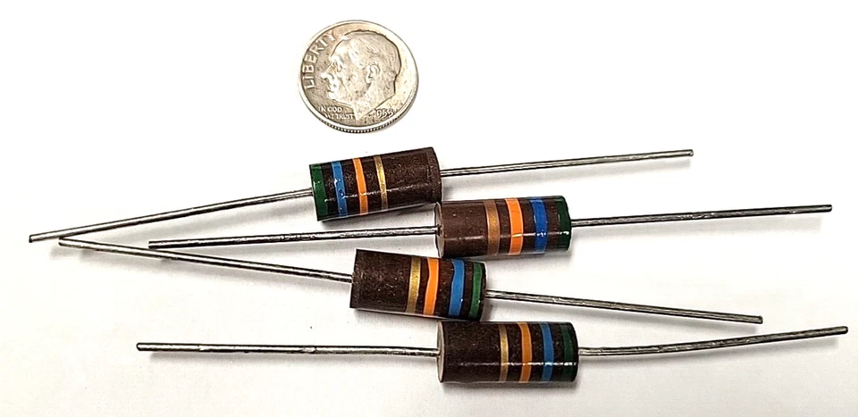 OHMITE/ALLEN BRADLEY/TRW/ 2 Watt 56K Ohm Carbon Composition Resistors (4pcs) NOS axial lead non inductive