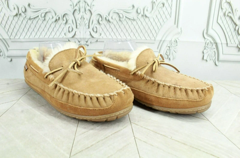 *LL Bean Mujer Marrón Gamuza Wicked Good Shearling Mocasín Zapatillas 12.5 Pulgadas Foto 2 de 4