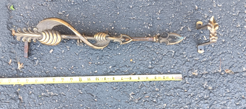 6 Vtg Art Deco Drape & Arrow Curtain Rods & Rngs w Brackets - Picture 4 of 6