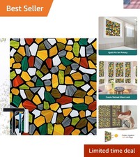 Elegant Non-Adhesive Stained Glass Window Film - UV Protection Easy Install