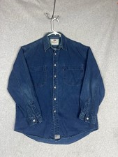 Vintage 90s Levis Denim Shirt Mens M Blue Red Tab Workwear Button Down