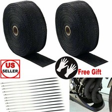 2 Roll X 2 50ft Black Exhaust Wrap Header Manifold Fiberglass Heat Wrap Tape Us 2 Roll X 2 50ft Black Exhaust Wrap Header Manifold Fiberglass Heat Wrap Tape Us