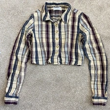 Urban Outfitters Suki Shrunken Flannel Top Womens Size S Crop Boho Fall Grunge
