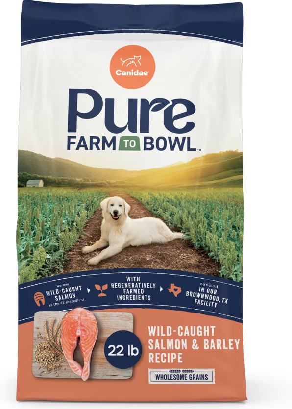 CANIDAE Pure Farm to Bowl Wild-Caught Salmon & Barley Recipe Dry Dog Food, 22-lb