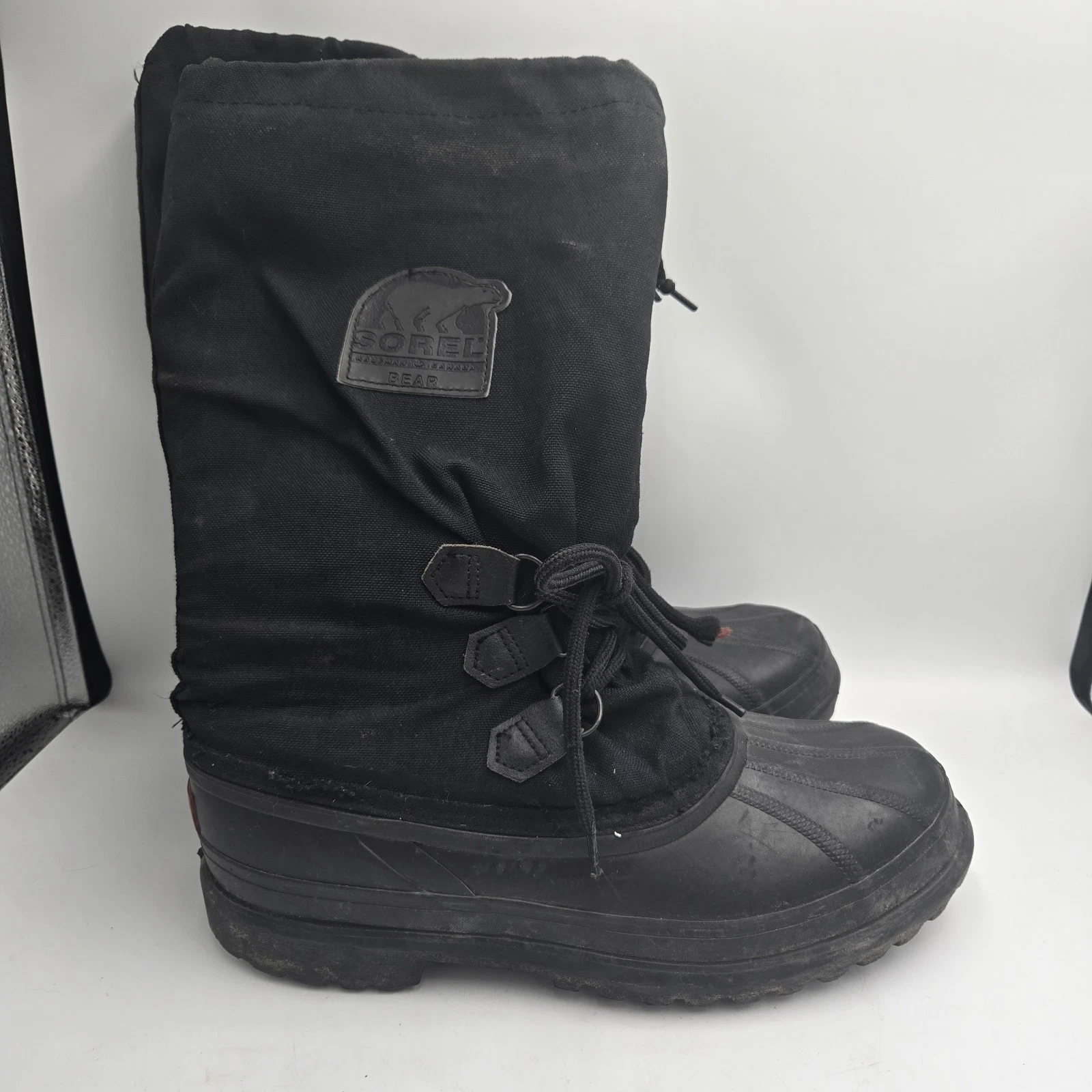 SOREL Bear Glacier Black Boots w/wool Inserts Men’s Size 10 Winter Snow Boots
