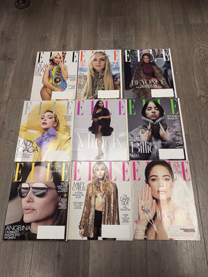 Elle Magazine Lot Of 9 Great Condition Dua Lipa, Lady Gaga, Beyoncé 2019-2020