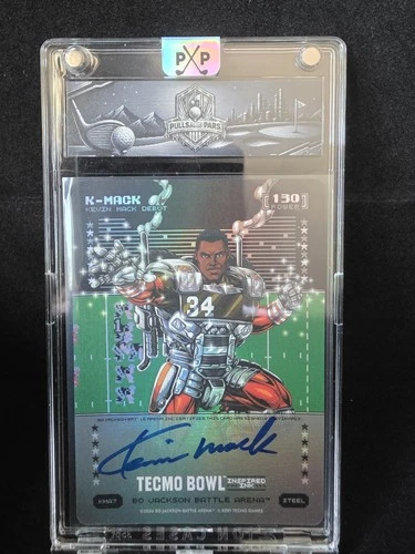 K-Mack Kevin Mack Auto Tecmo Bowl Bo Jackson Battle Arena Ink 130 Steel KMA7