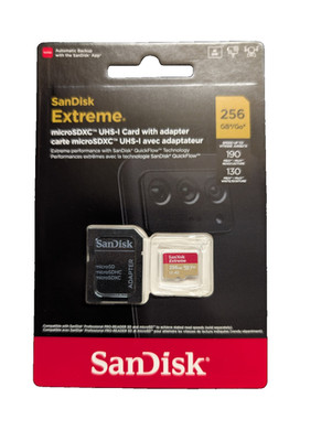 SanDisk Extreme microSDXC A2 UHS-I U3 V30 190MB/s Speicherkarte + Adapter 256GB