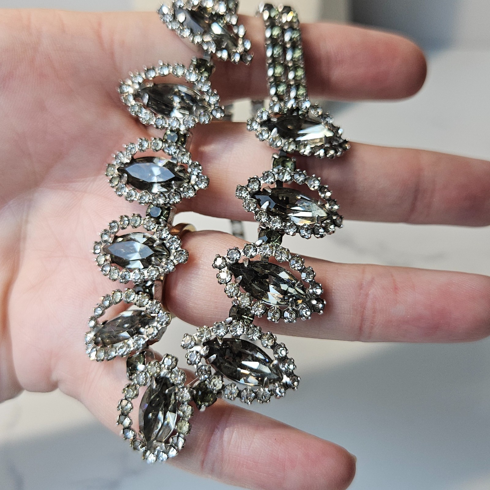 Rare Vintage Albert Weiss Necklace Bracelet and Clip On Earring Set