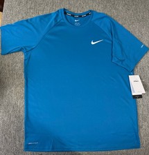 Nike Swim Dri-Fit Men  s Medium Teal Short Sleeve Shirt UPF 40 NESSA586-448 New