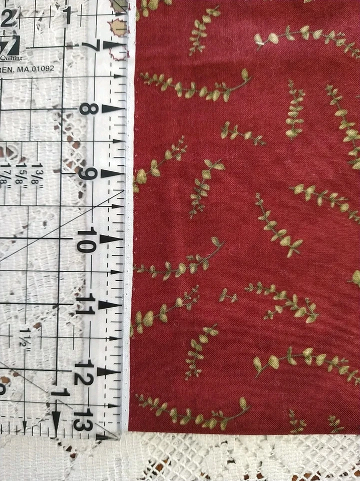 REMNANT Forever Green Holly Taylor Moda Cotton Quilt Fabric Burgundy Eucalyptus - Image 3 of 3