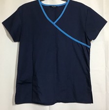 Just Love Women's Scrub Top Blue Solid Design Front Pockets V Neck Medium