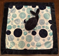 WHALE Carter's Baby Lovey/Blanket Navy Blue Polka Dots Plush 13