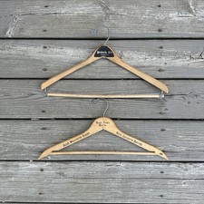 Lot 2 Vintage Wooden Hotel Hangers Pickwick Chicago / Boston Heavy Duty