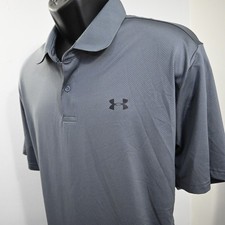 Under Armour Golf Performance Polo Gray HeatGear Loose Short Sleeve Mens Size XL