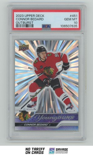 2023-24 Upper Deck Young Guns Outburst Connor Bedard PSA 10 #451 Chicago