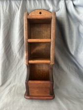 Wood Hanging Shelf 2 Cubbies 15 1/4 In High Bottom Slanted Base Farmhouse Granny