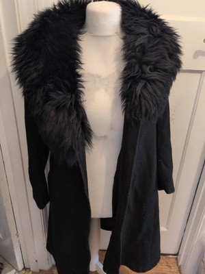 Lange Jacke Damen XL schwarz Kunstfellkragen