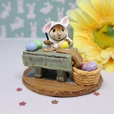 Wee Forest Folk Easter Figurine M-175 - Mousie's Egg Factory (White / Green)