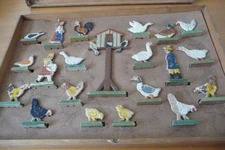 The farm. yard animals. Hand Painted Wooden, Early 1900s. Complete.