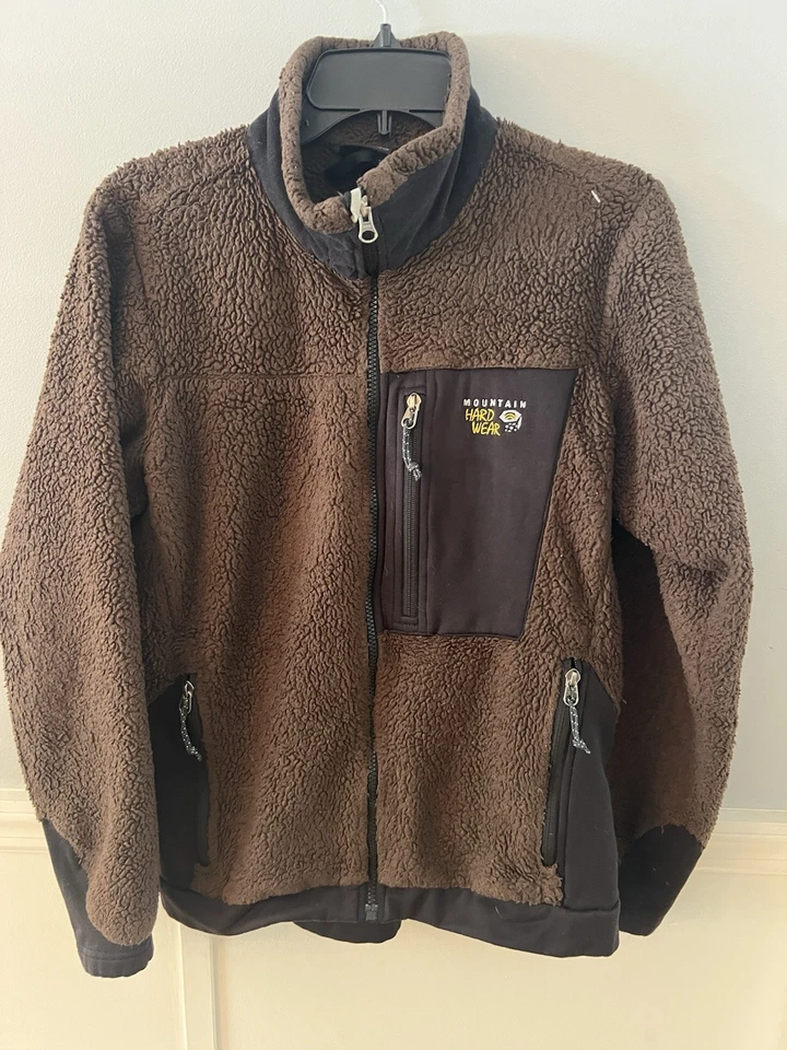 Mountain Hardware Mujer M Polar Mono Piel Marrón Negro Cálido Chaqueta Abrigo Difuso