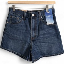 Levi's Performance High Waisted Mom Shorts Womens 27  Blue Denim NWT Casual
