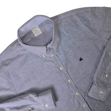 Brooks Brothers Button Down Mens XL Blue Milano Fit Non-Iron Stretch Long Sleeve