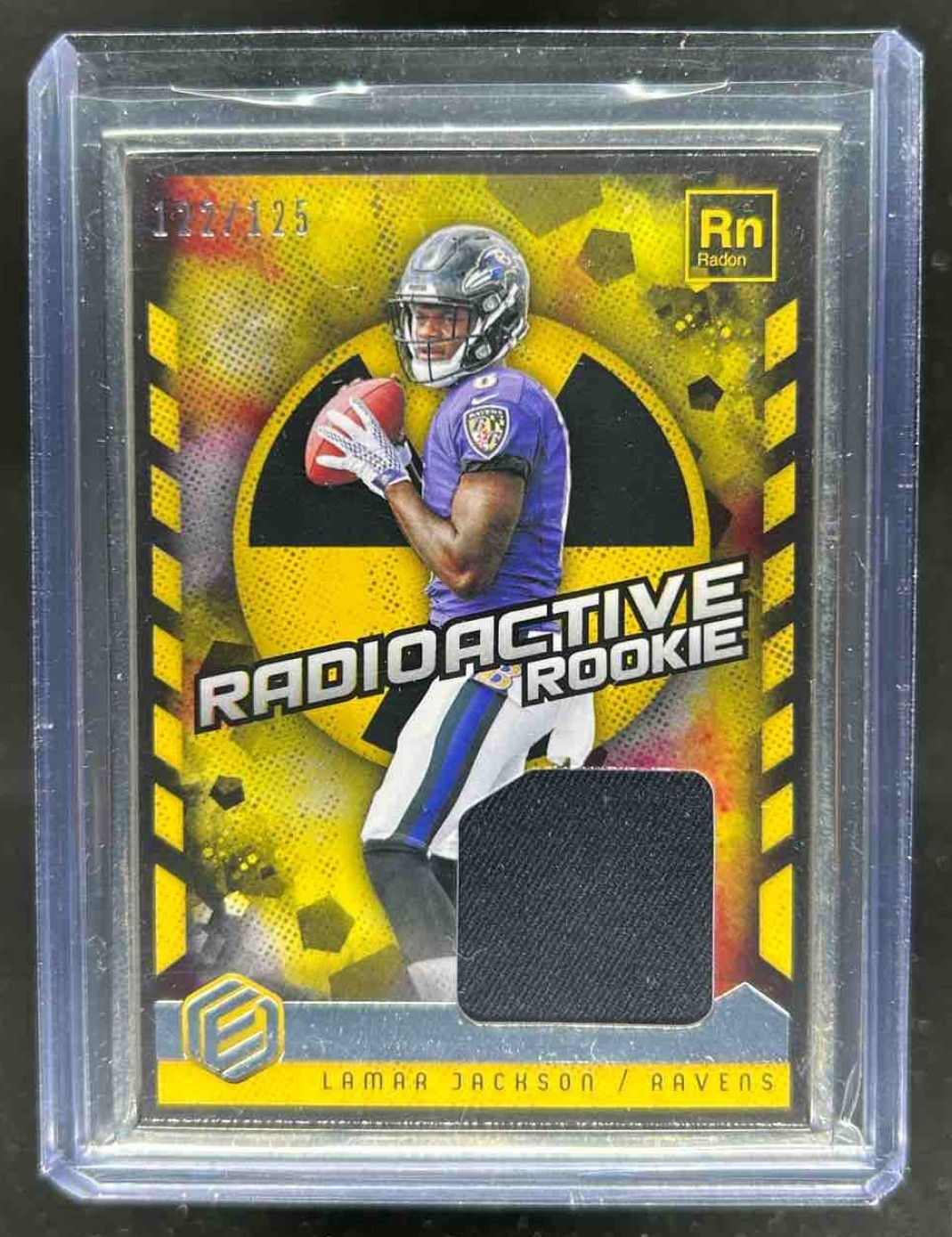 Lamar Jackson Panini Elements Radioactive Rookie Materials Metal Framed #LJ Base