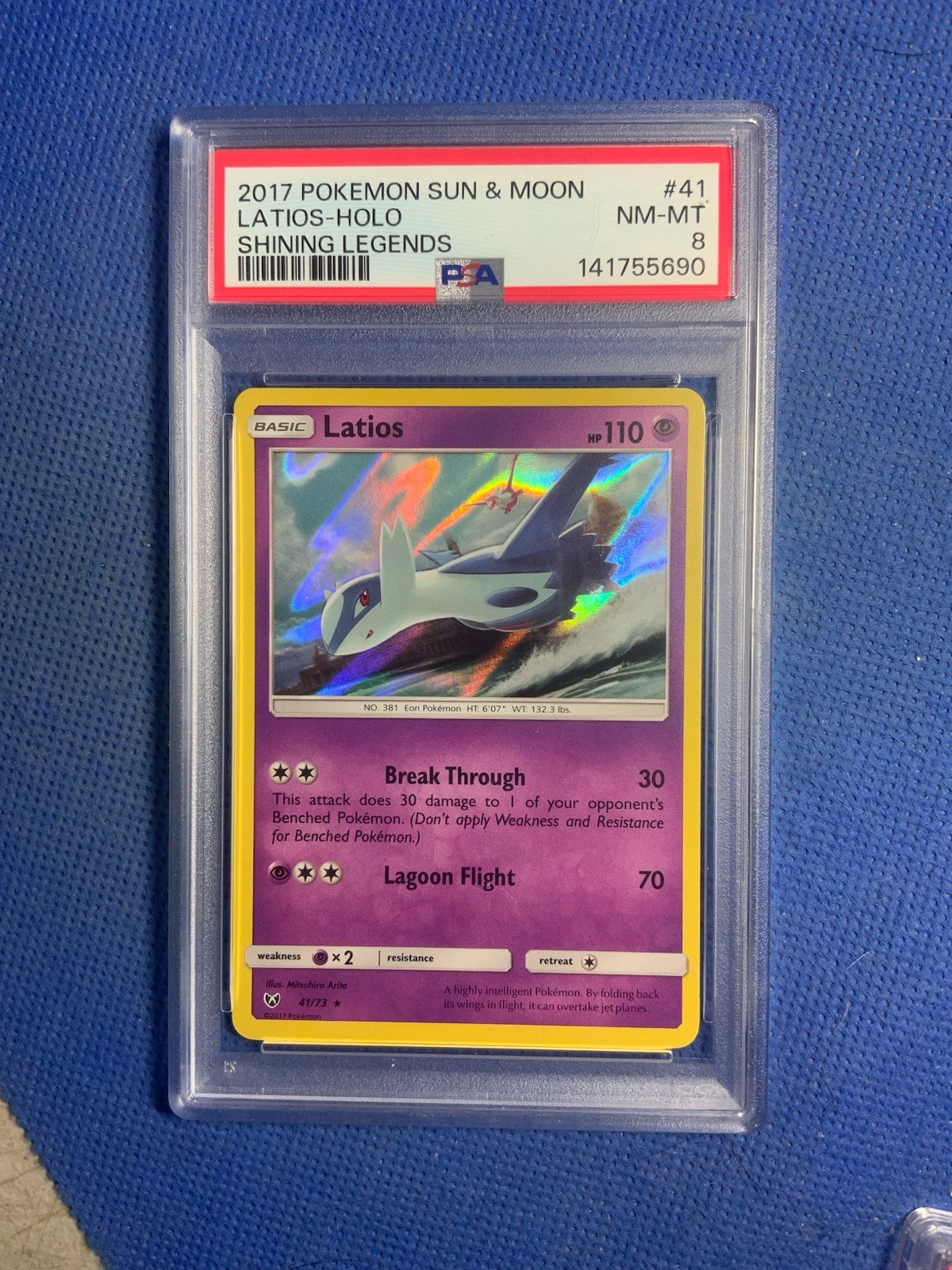 LATIOS HOLO PSA 8 2017 POKEMON SUN & MOON SHINING LEGENDS #41