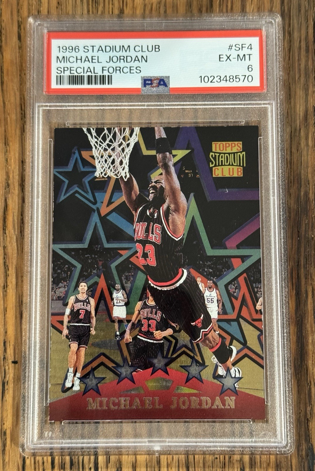 1996-97 Topps Stadium Club Michael Jordan Special Forces Foil #SF4 Bulls PSA 6 view 1