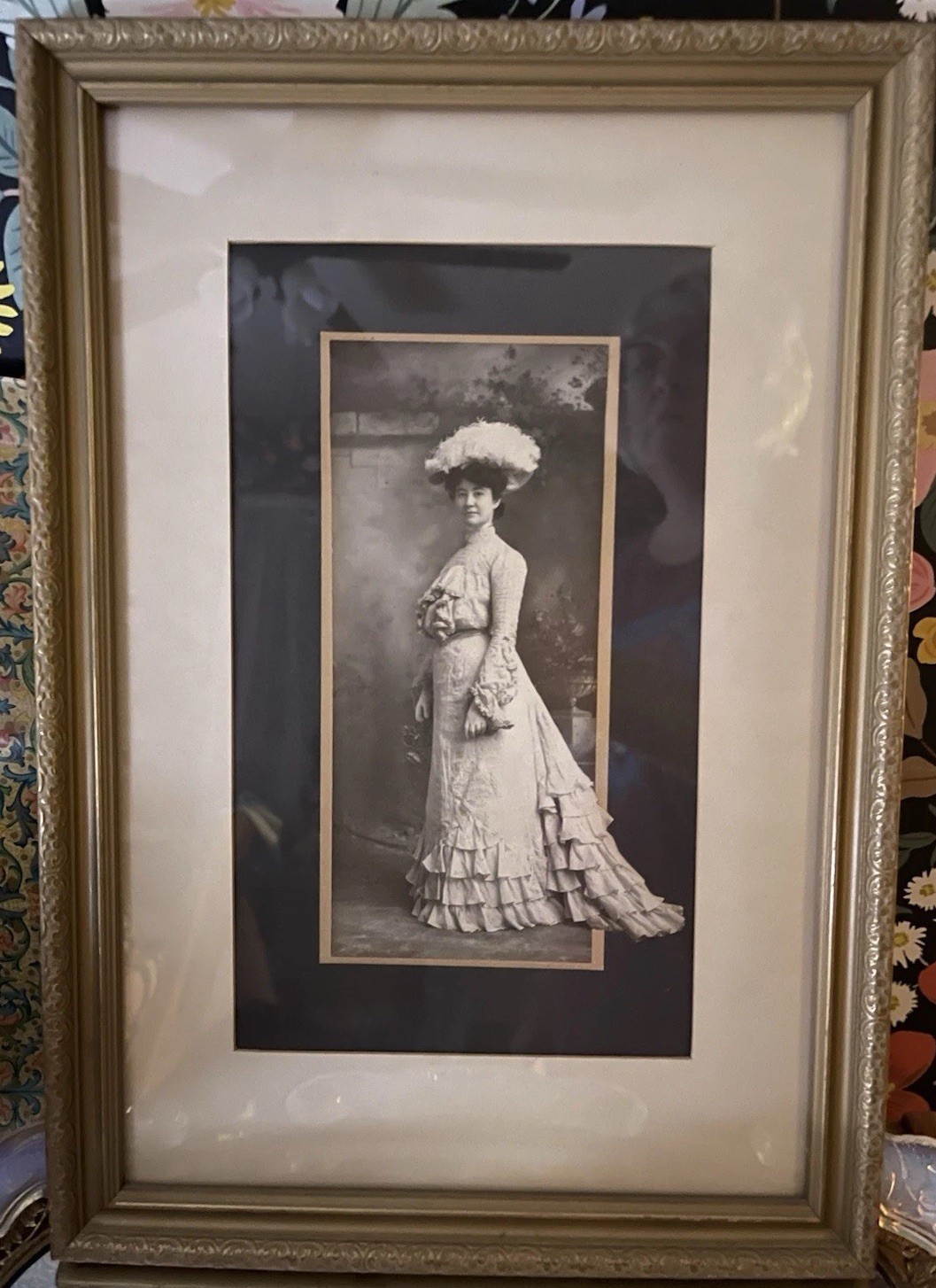 Antique Victorian Lady Studio Portrait 17”x12” Wood Framed Matted Eitel’s