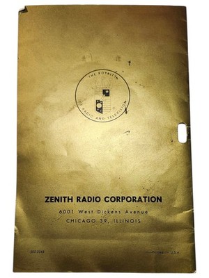 Vintage Zenith Operating Guide High Fidelity Stereophonic