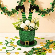 St. Patrick's Day Hat Flower Pot Set Irish Green Leprechaun Top Hat Shape Buc...