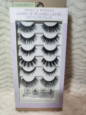 Smoke & Mirrors 6 Pairs Reusable Lashes With Lash Glue Set Clean Beauty Fake Set