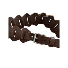 Genuine Leather Brown Woven Belt 40 in Long 2 in wide Women's