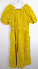 M&S Women's Pure Cotton Round Neck Midi Waisted Dress In Yellow