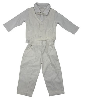 A & J Baby Boys Christening Formal Outfit Set Size 9 Mo. White Collared