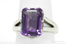 Vintage LNT Amethyst Sterling Silver Ring - Size 8.75