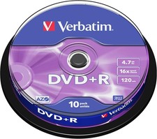 Verbatim DVD+R 16x Matt Silver 4.7GB, 10er Pa...