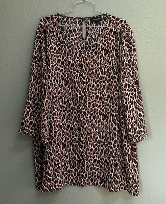Lane Bryant Size 24 Leopard 3/4 Kimono Sleeve Animal Print Lightweight Top