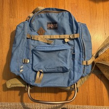 Jansport Hiking Backpack Blue External Aluminum Frame Made In USA Vintage RARE